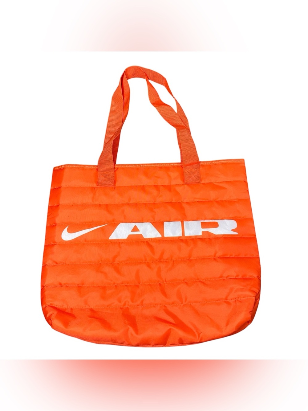 Nike AIR PAR Quilted Tote Bag Orange Puffer Shoulder Bag 18x15